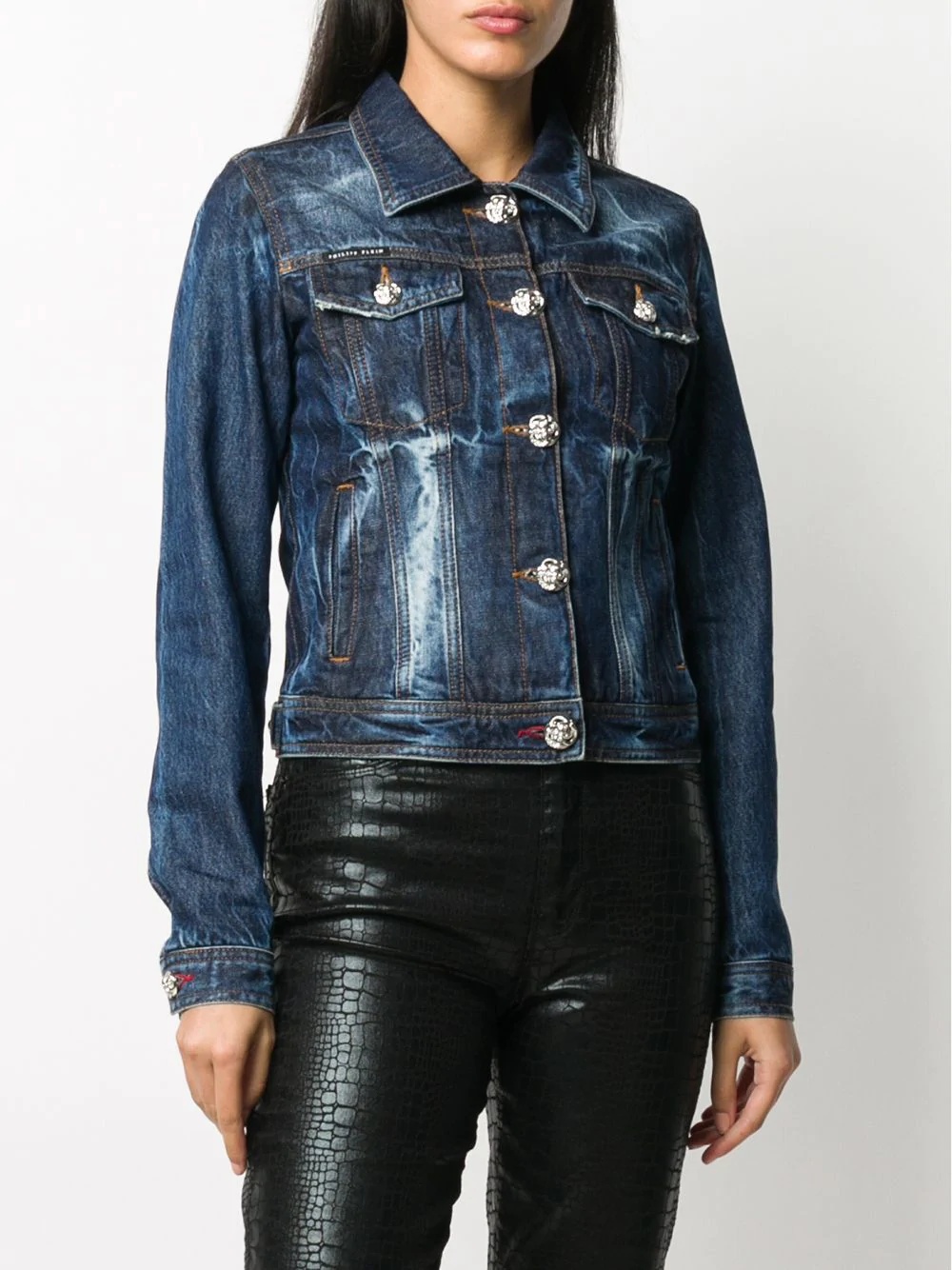 Teddy bear print denim jacket - 4