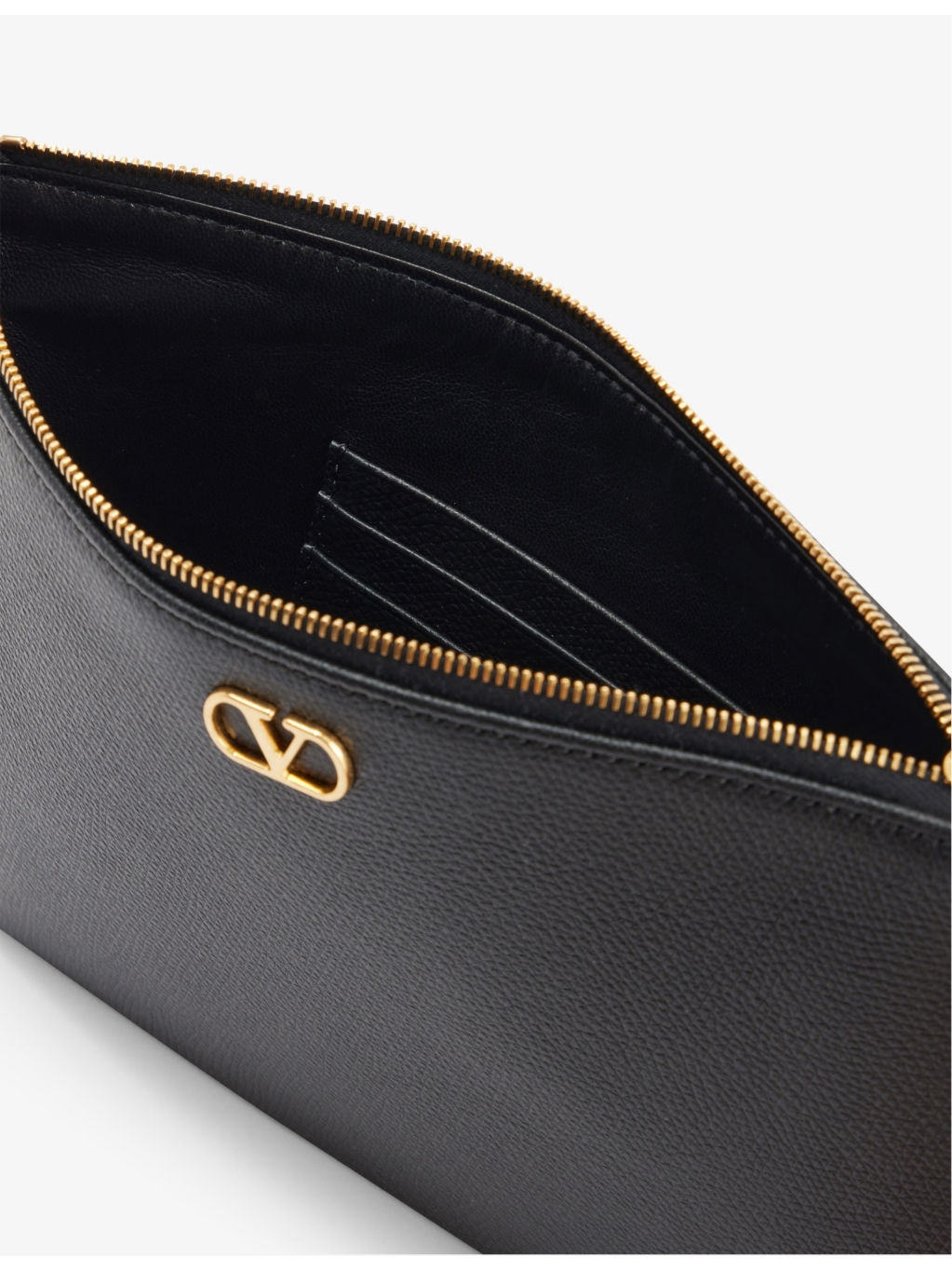VLogo grained-leather clutch bag - 5
