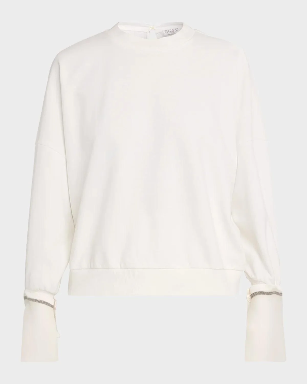 Sheer Monili Cuff & Cotton Fleece Sweatshirt - 1
