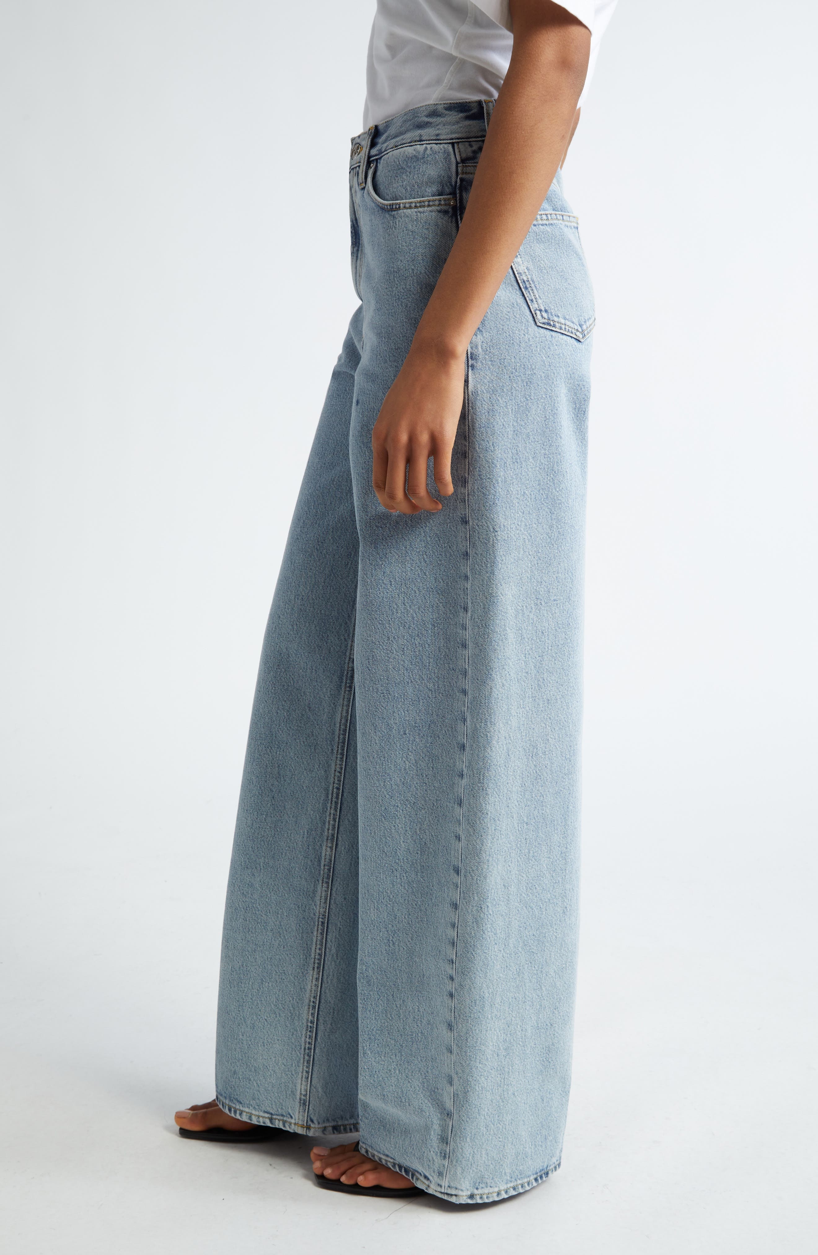 TOTEME Wide Leg Organic Cotton Jeans in Cool Blue at Nordstrom - 4