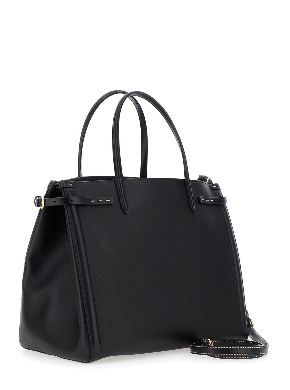 Valentino Garavani Women 'Antibes' Black Handbag With Vlogo Plaque On The Front And Removable Should - 3