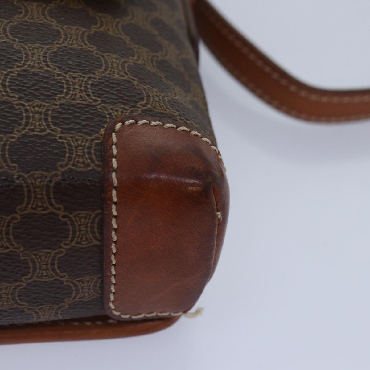 CELINE Macadam Canvas Shoulder Bag Pvc Leather Brown Gold - 15