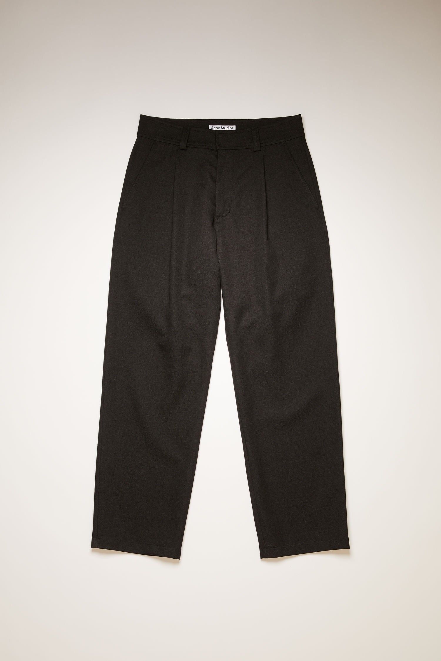 Pleated wool suit trousers black - 1