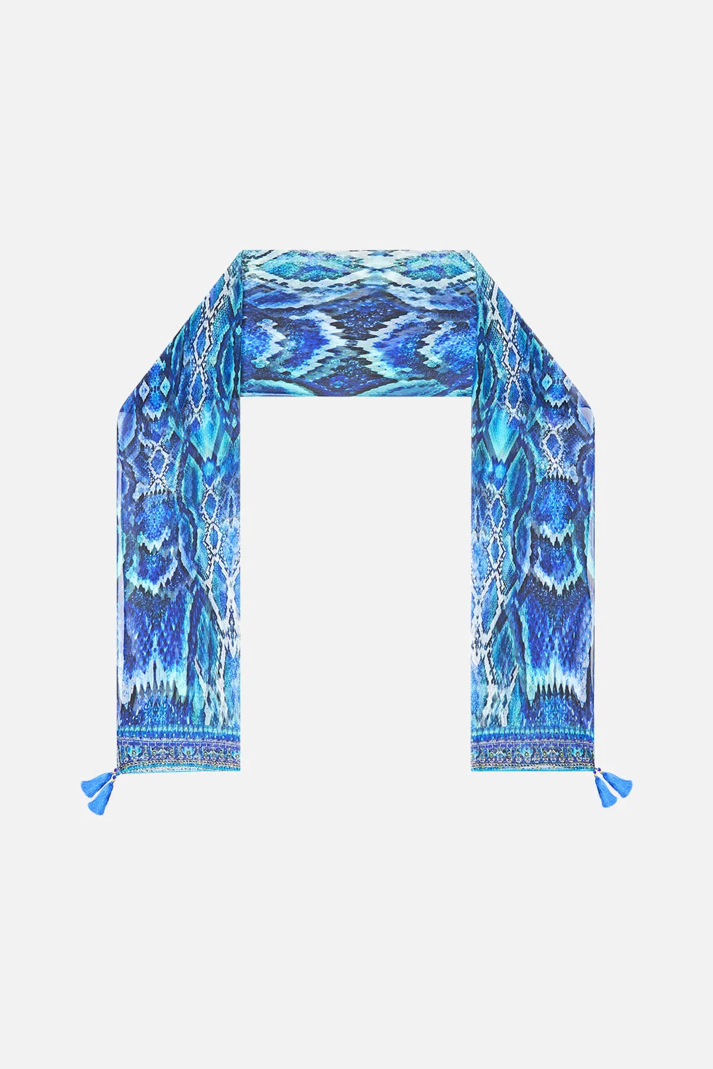 LONG SILK CRINKLE CHIFFON SCARF THE SAPPHIRE SERPENT - 1