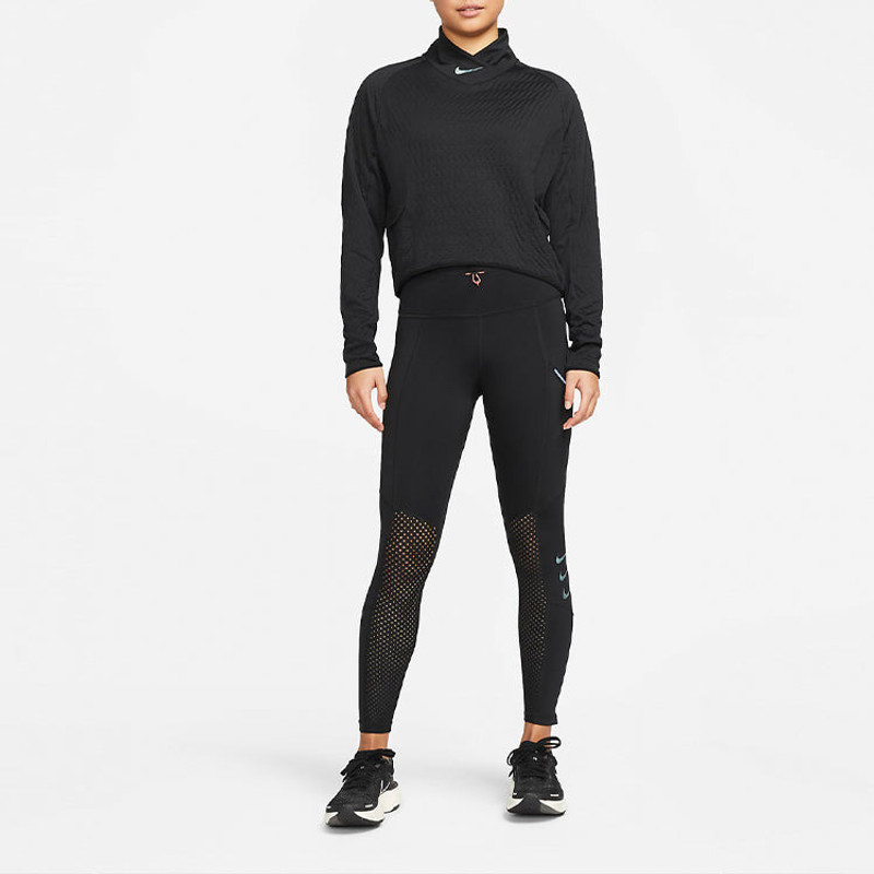 (WMNS) Nike Therma-FIT Run Division Solid Color Running Casual Sports Long Sleeves Black DM7554-010 3