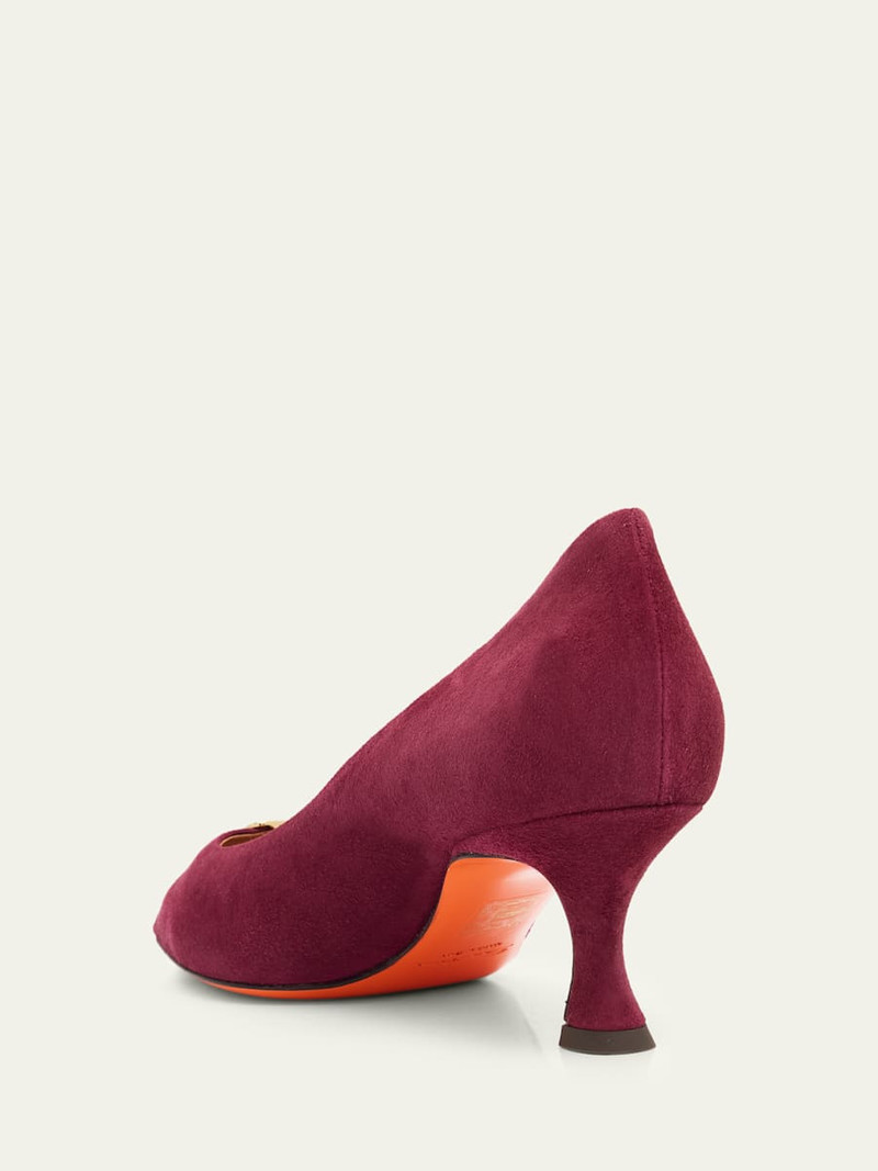 Suede Buckle Mid-Heel Pumps 4