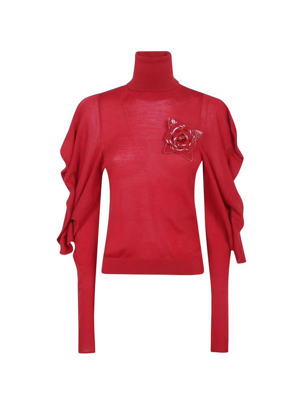 high-neck draped-sleeve sweater - 1