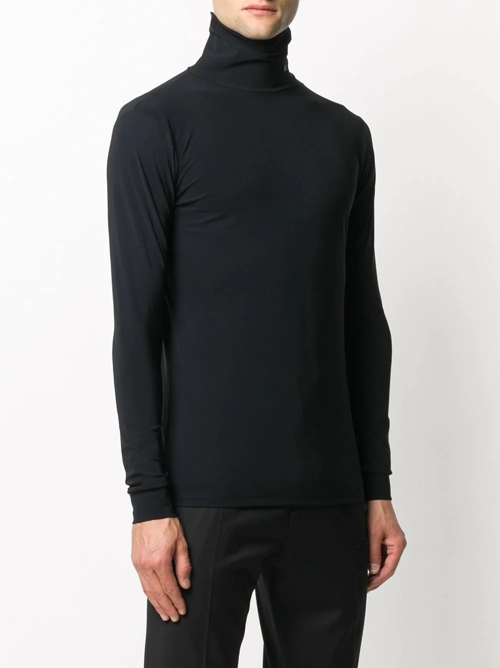 black roll neck fine jumper - 3