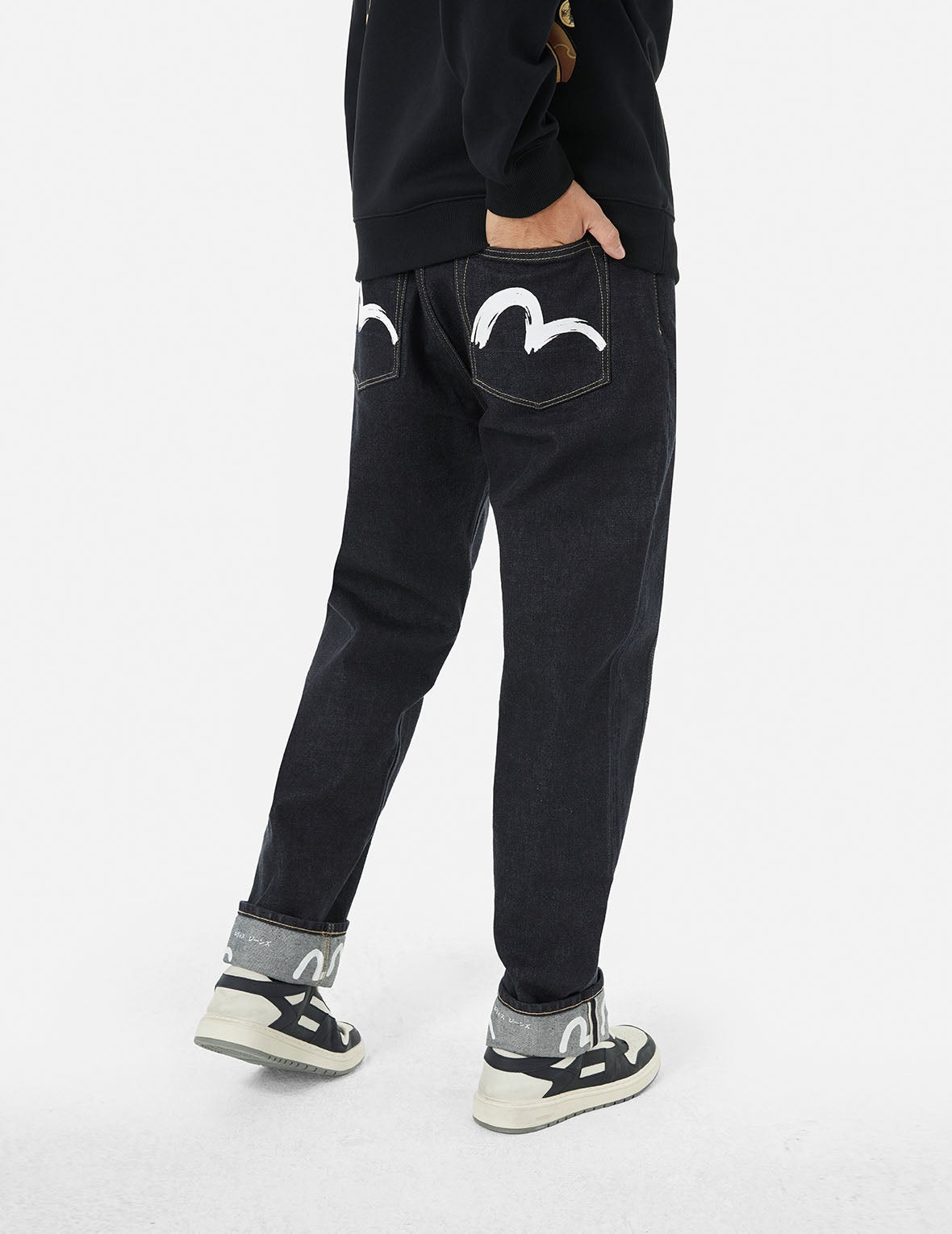 Brushstroke Seagull Print Straight Fit Jeans - 5