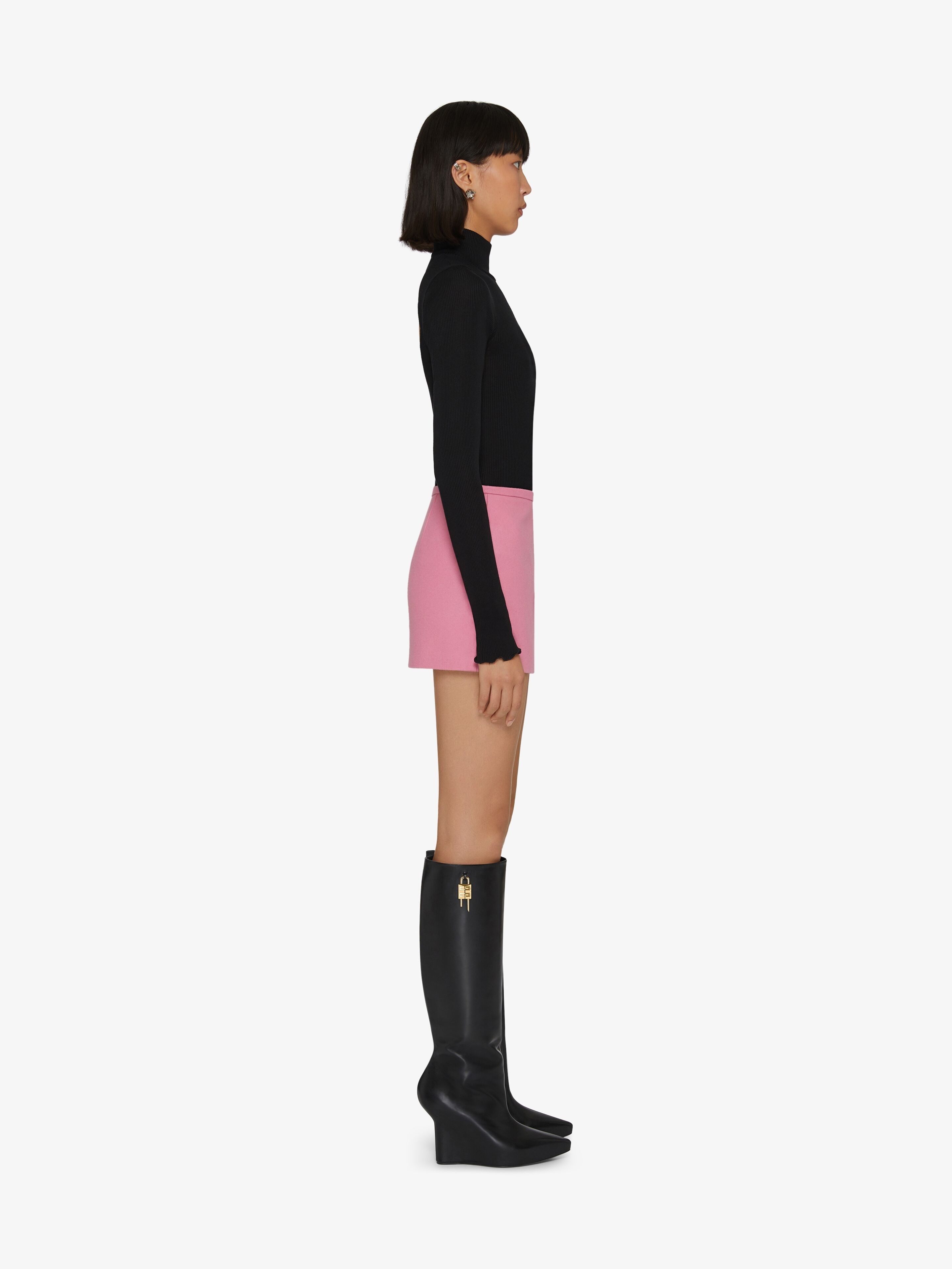 MINI WRAP SKIRT IN WOOL WITH U-LOCK CLOSING - 3