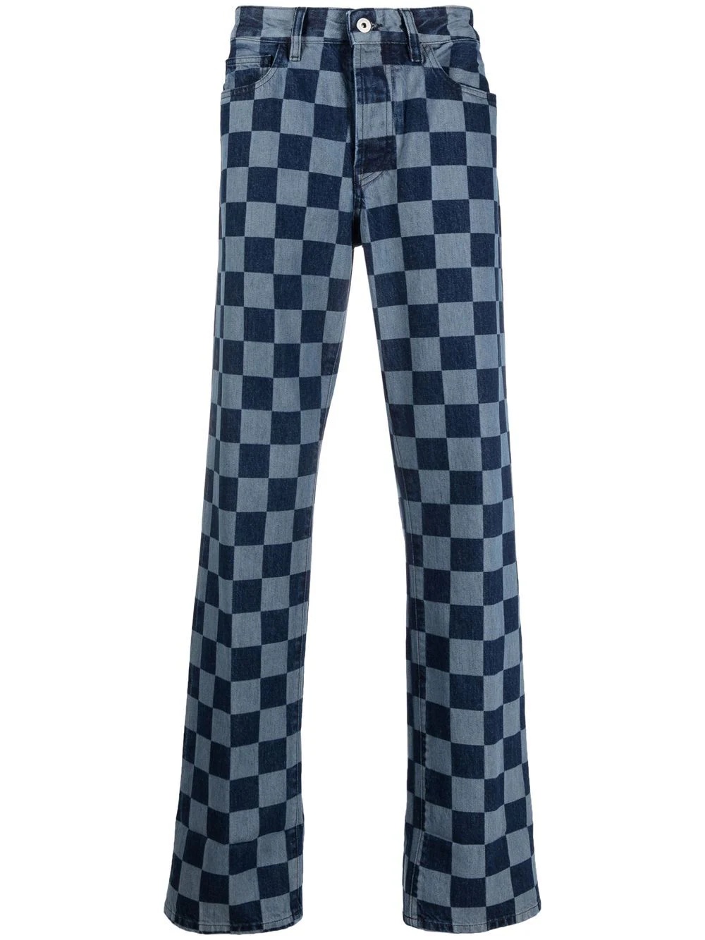 checkerboard-print straight-leg jeans - 1