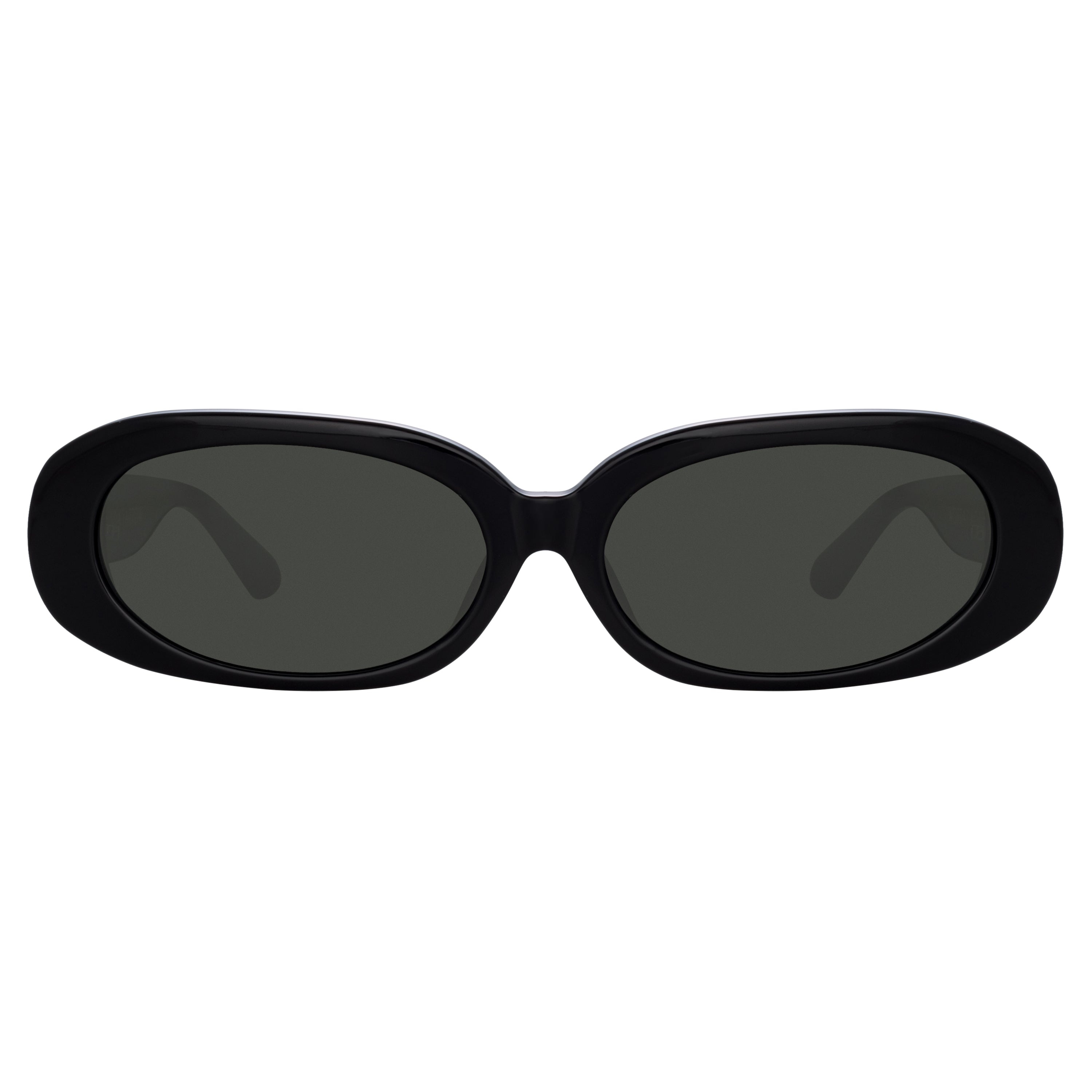 LINDA FARROW CARA OVAL SUNGLASSES IN BLACK | REVERSIBLE