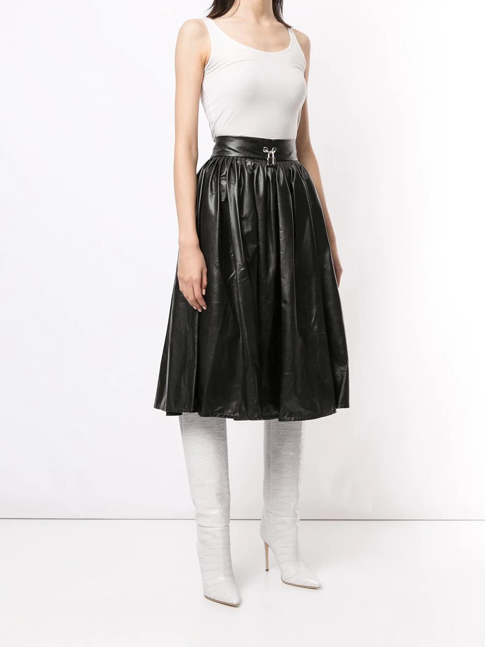 pleated leather skirt - 3