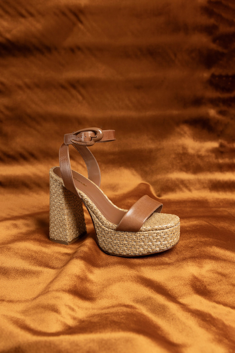 Dolly Verona Sandal In Caramel Leather and Natural Raffia 6