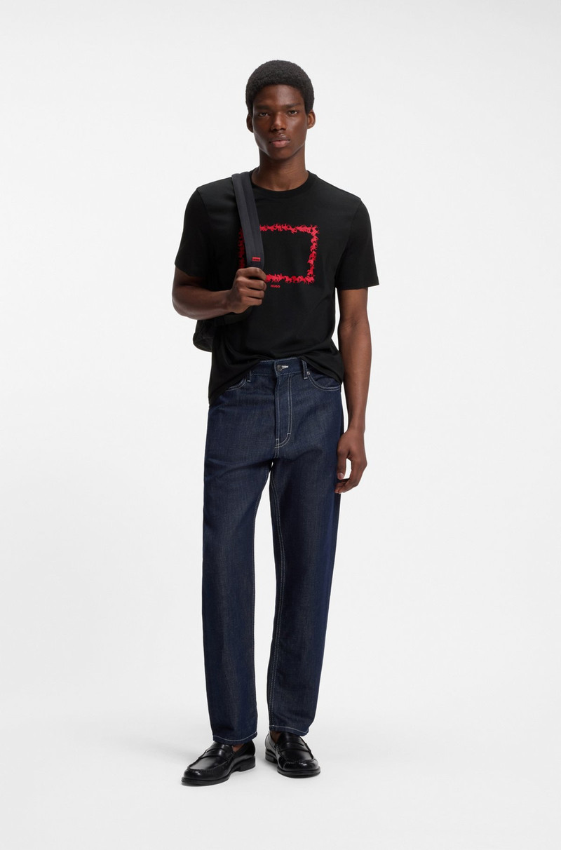 HUGO COTTON-JERSEY T-SHIRT WITH PRINTED ARTWORK outlook