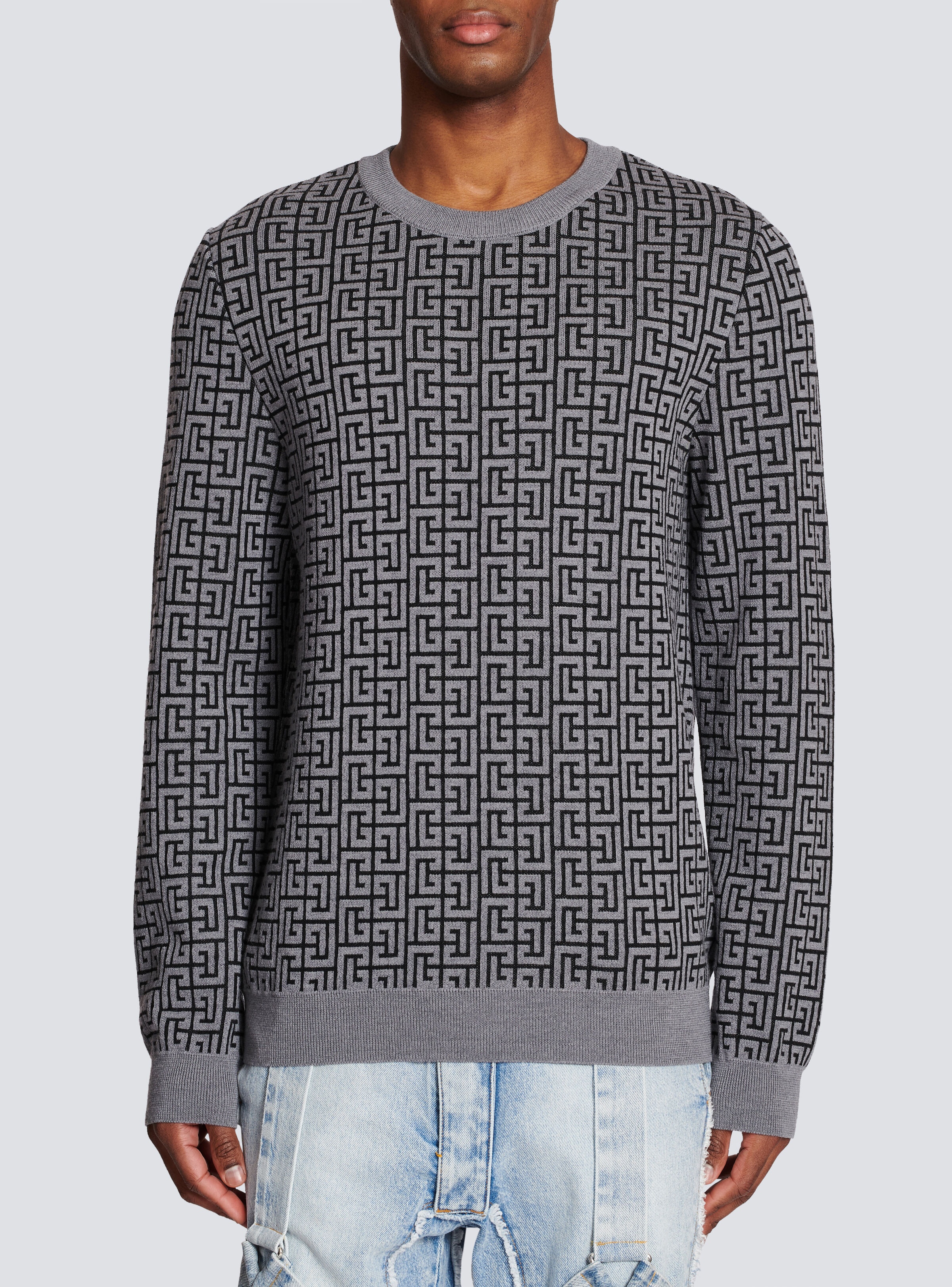 Wool jumper with Balmain monogram - 5