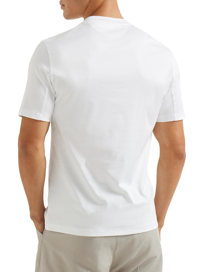 Men's Cotton Jersey Crew-Neck T-Shirt with Print - White 3
