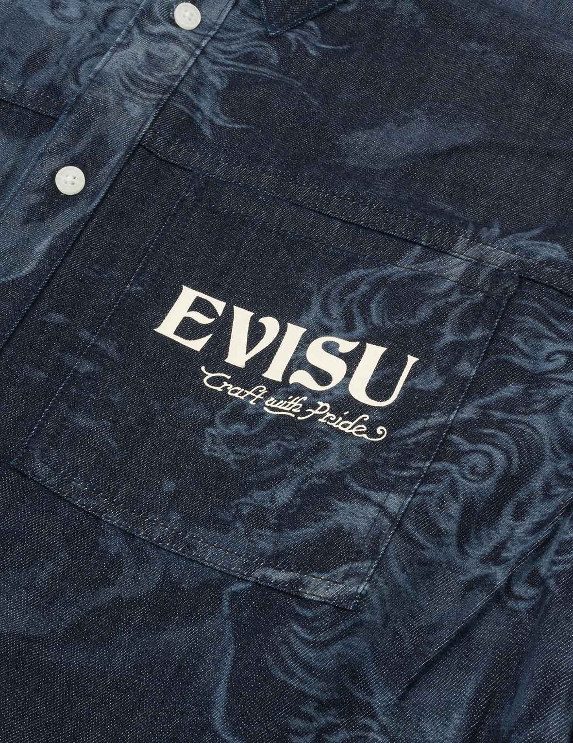 Hakutaku Laser Printed Relax Fit Denim shirt - 7