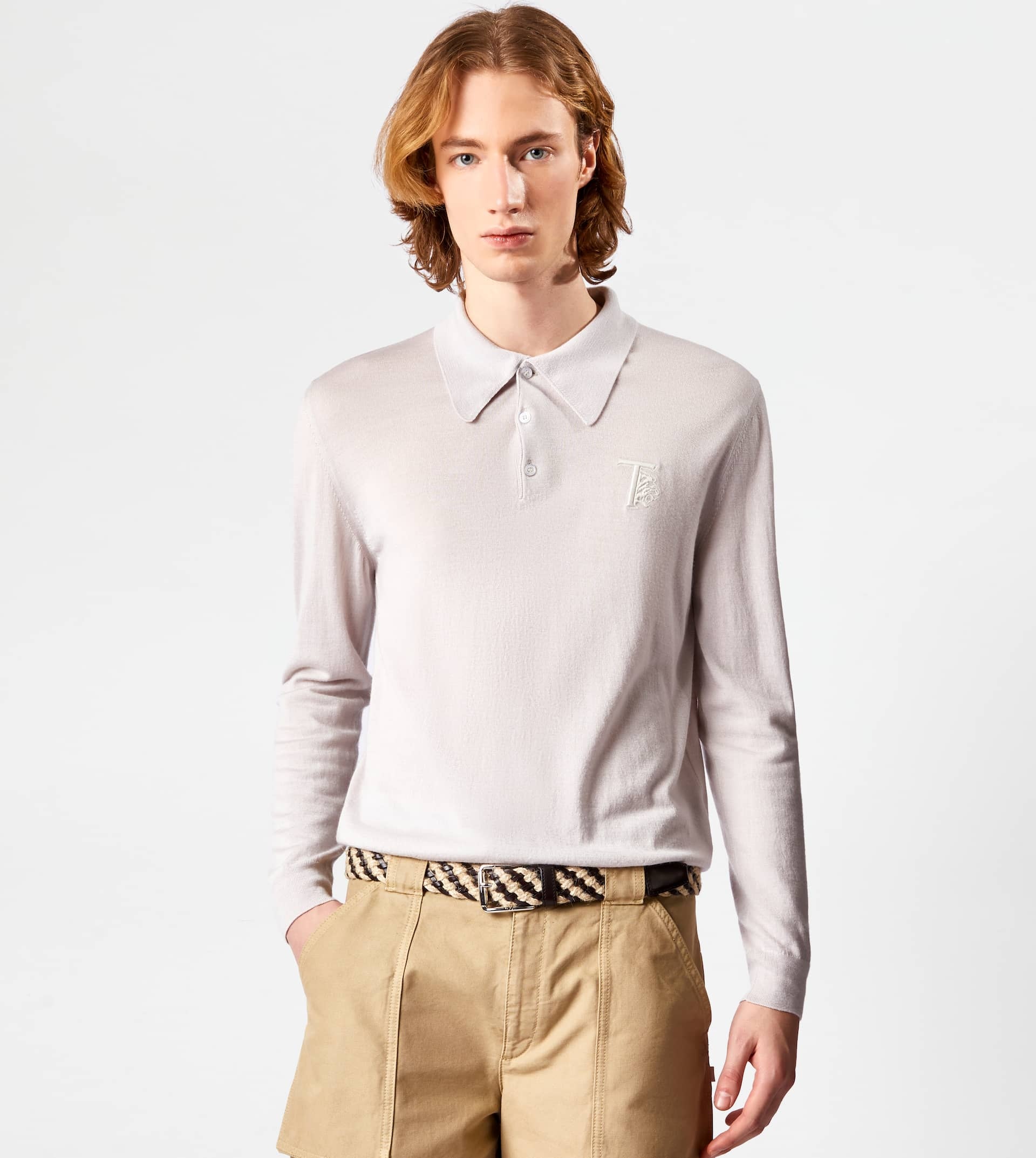 CASHMERE BLEND POLO SHIRT - GREY - 4