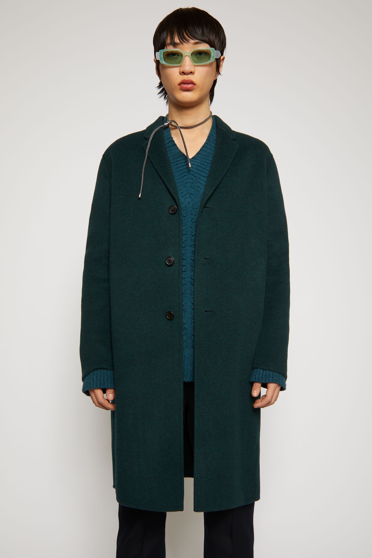 Double-faced wool coat forest green - 5