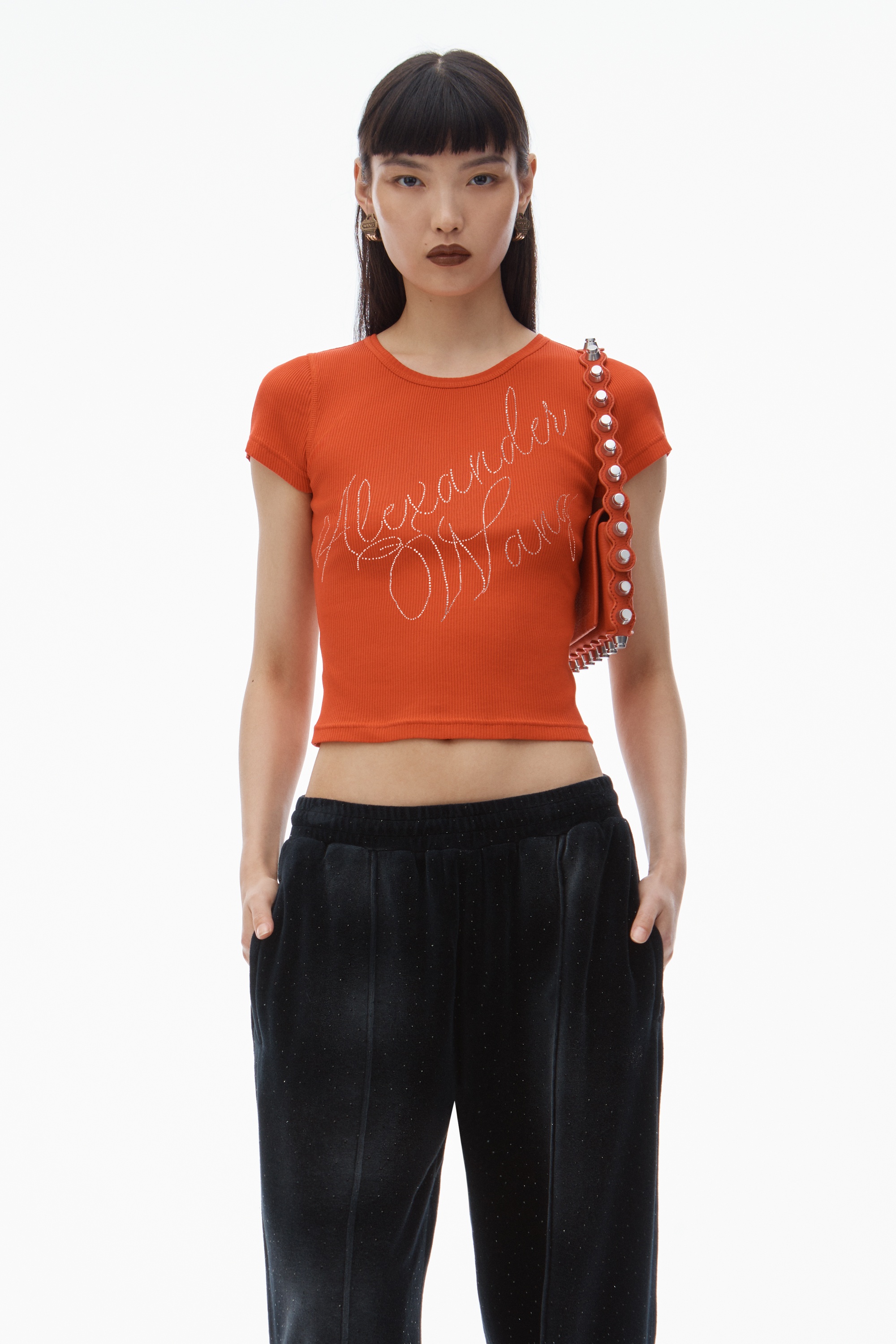 Crystal Hotfix Tee in Ribbed Jersey - 2