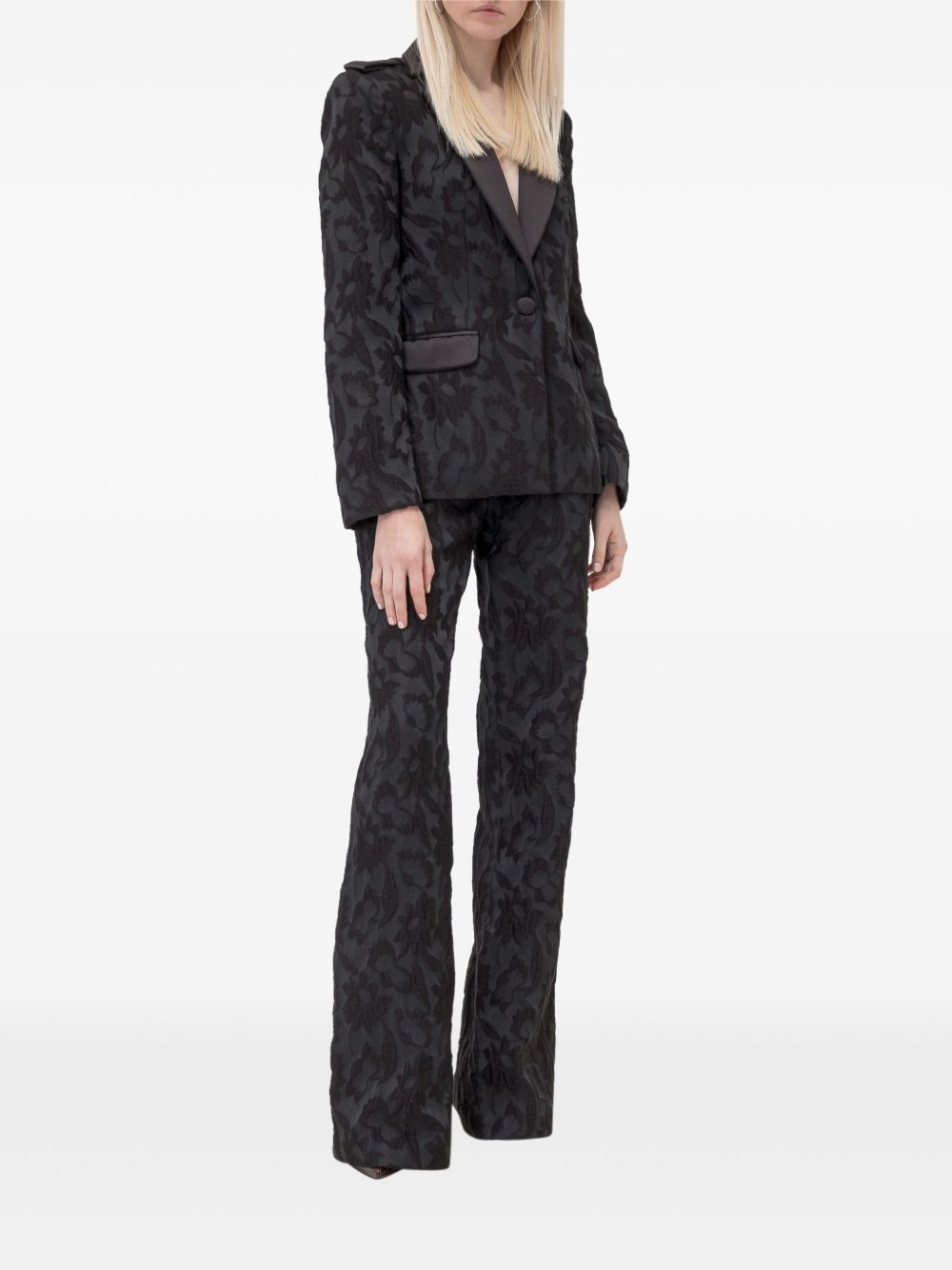 jacquard flared trousers - 2
