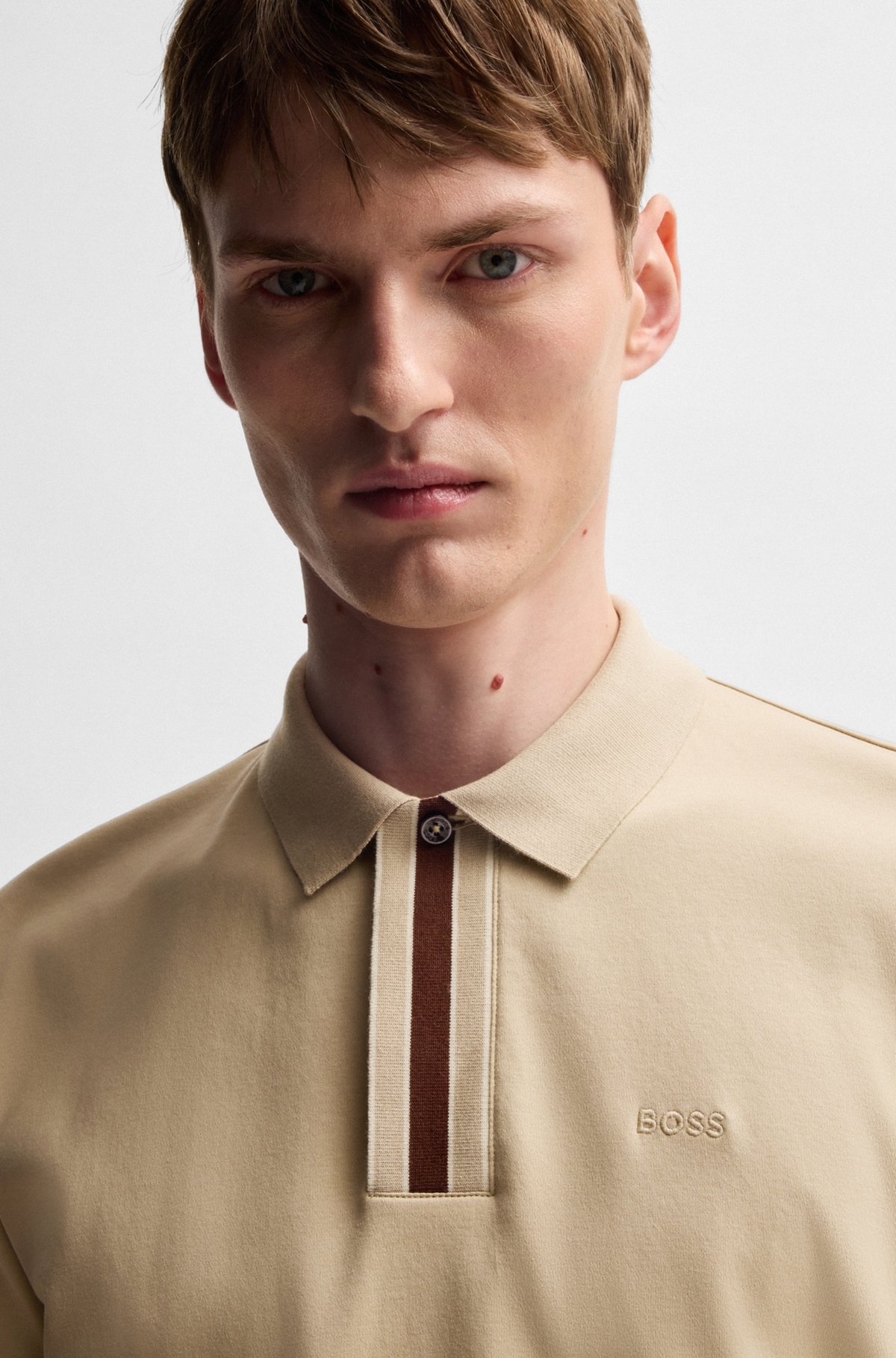 INTERLOCK-COTTON POLO SHIRT WITH CONTRAST TIPPING - 3