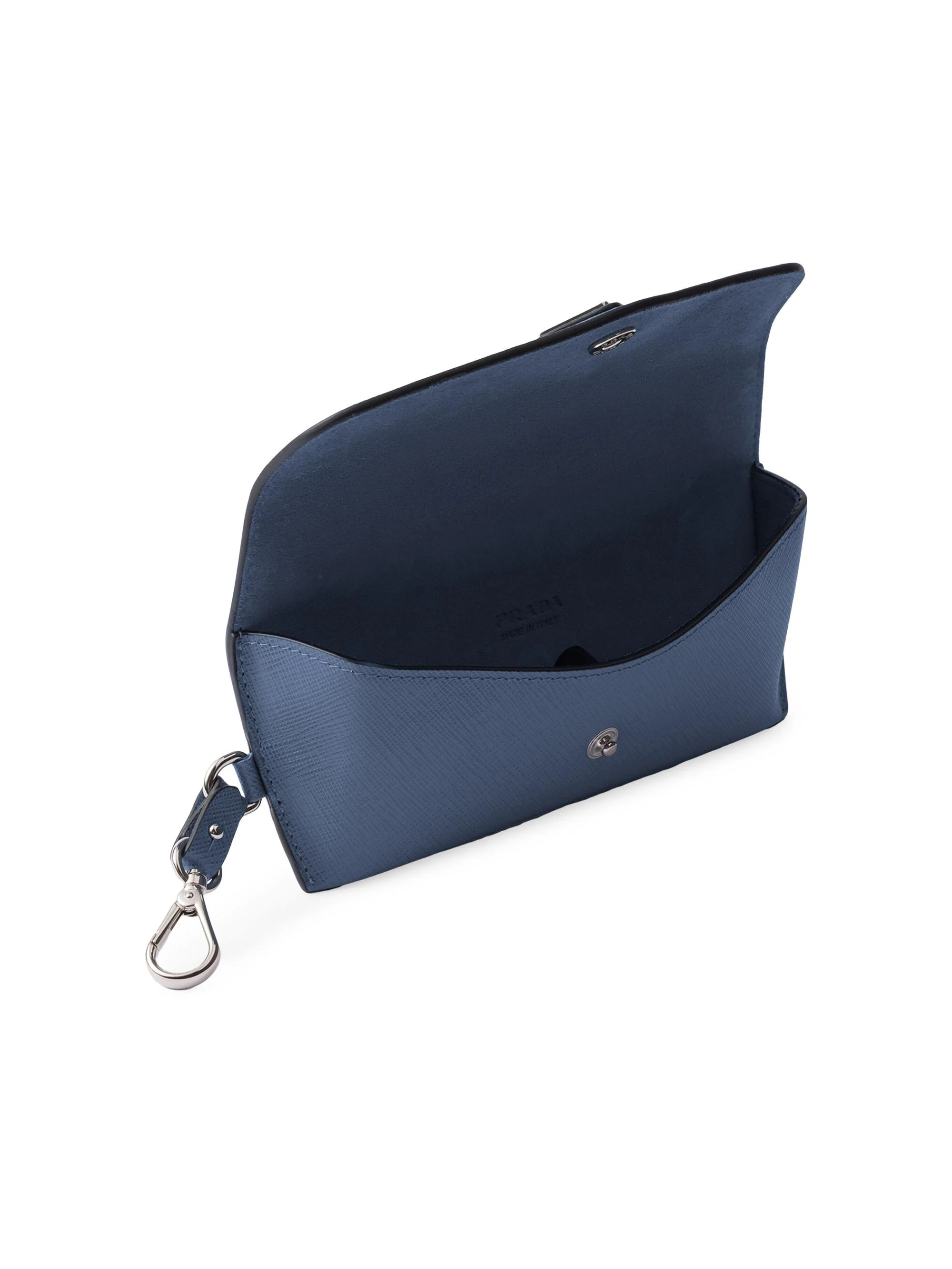 Men's Saffiano Leather Eyeglasses Case - Blue - 1