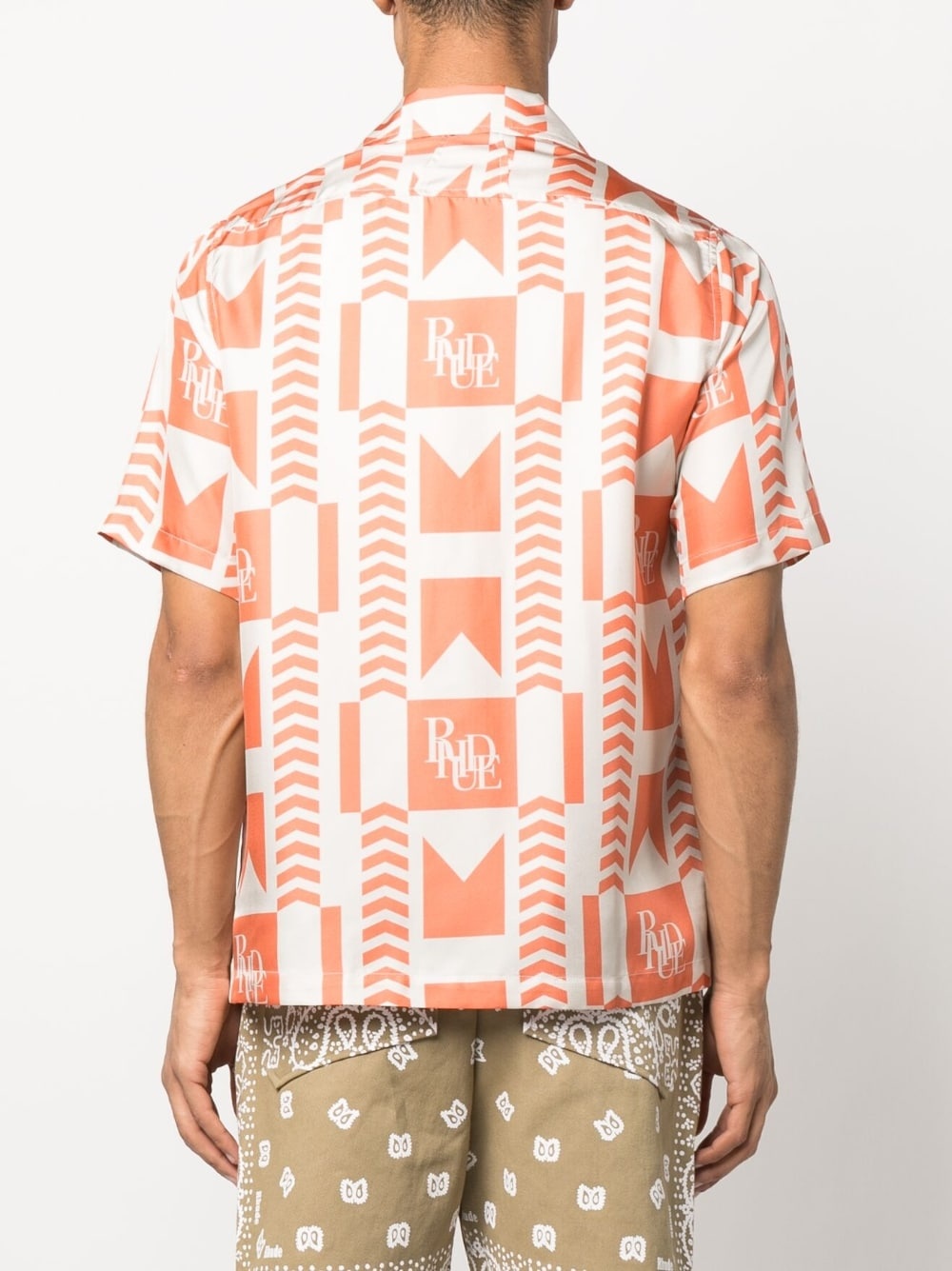 geometric-print linen shirt - 4