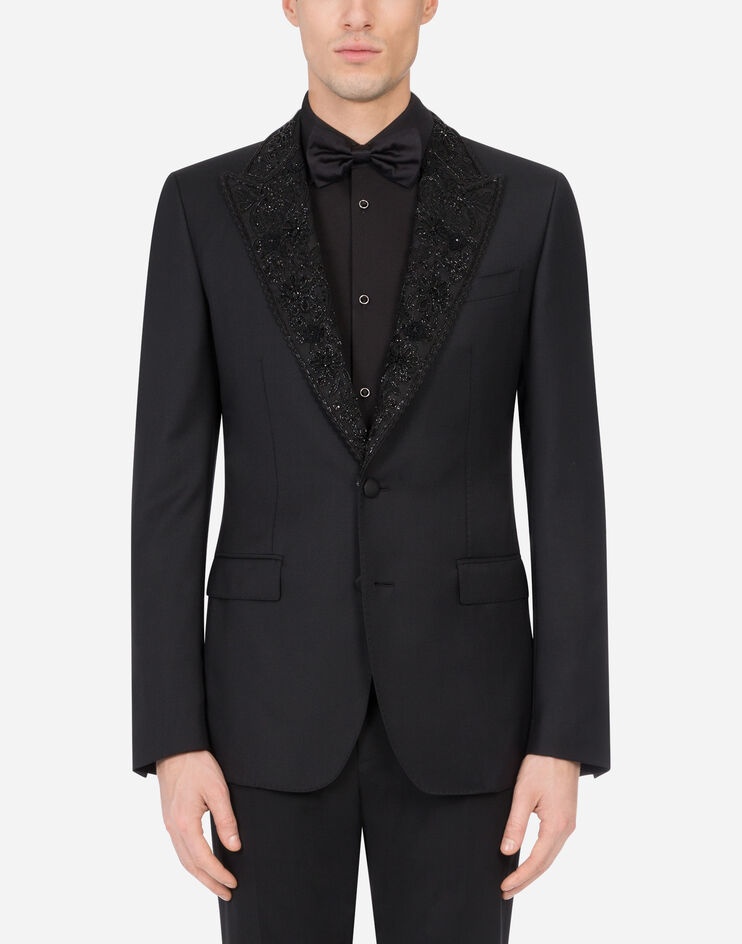 Wool Taormina-fit tuxedo jacket with embroidery - 1