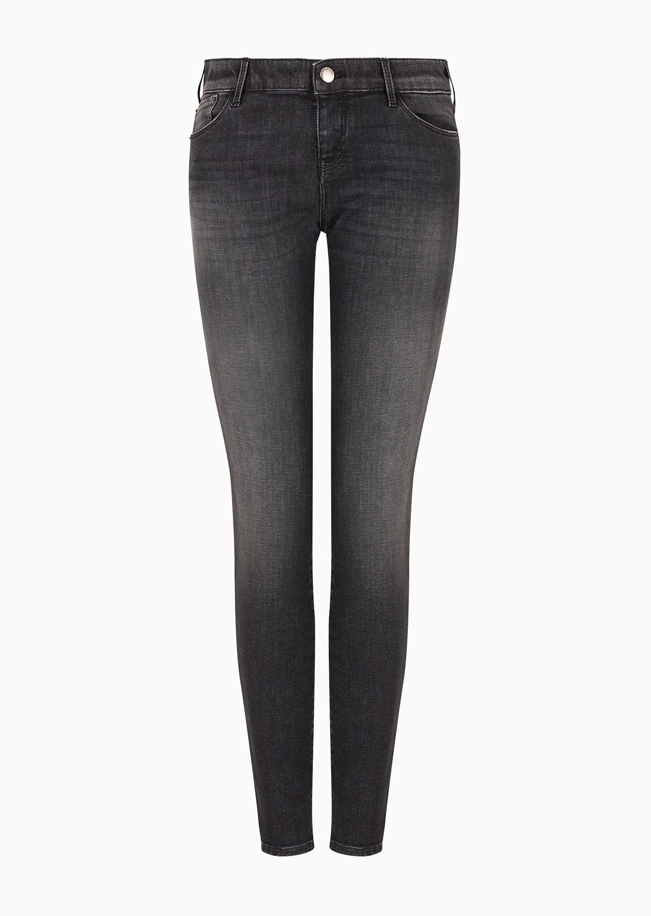 EMPORIO ARMANI J23 Mid rise super skinny jeans in a worn look denim REVERSIBLE