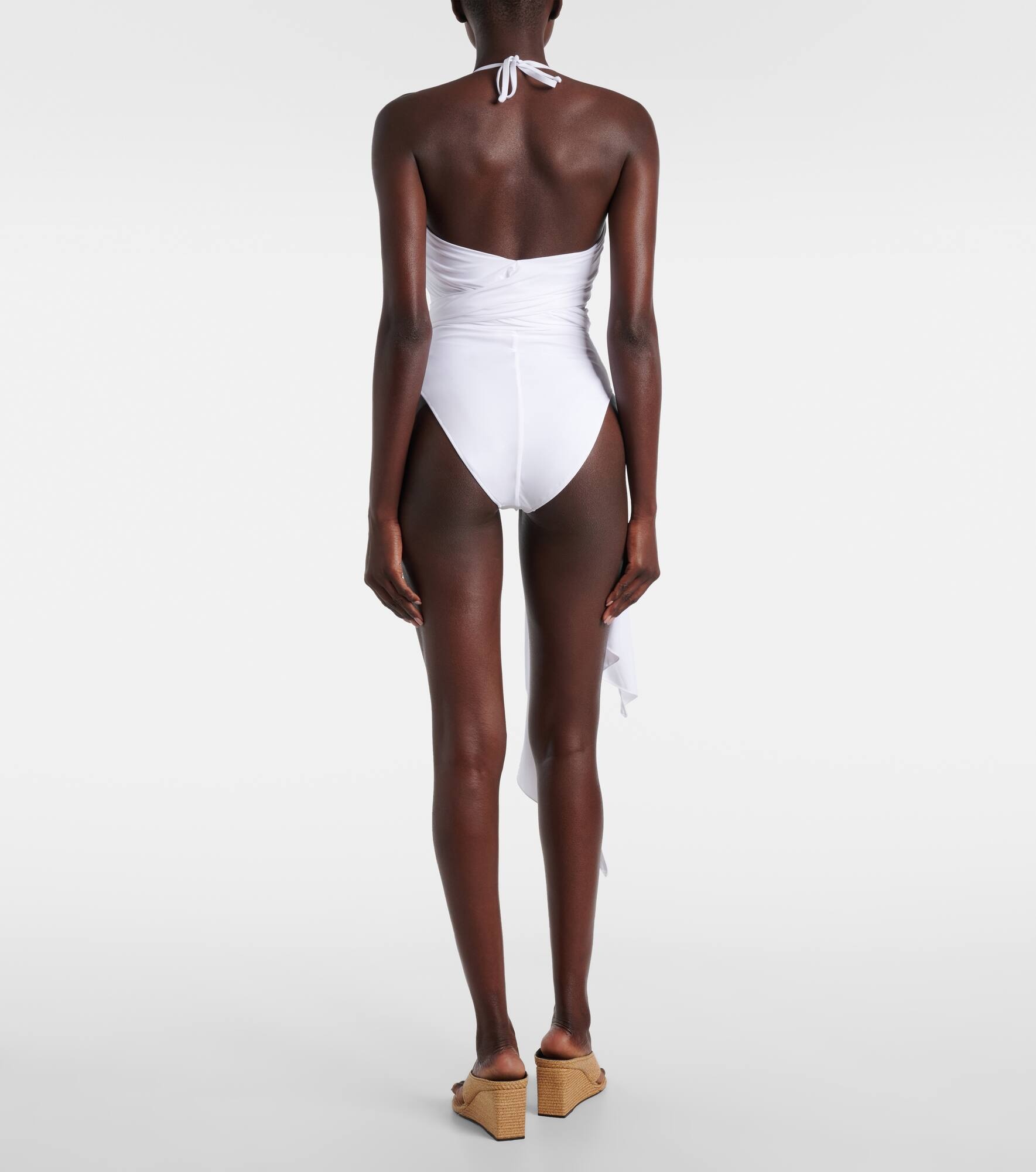 Draped halterneck swimsuit - 3