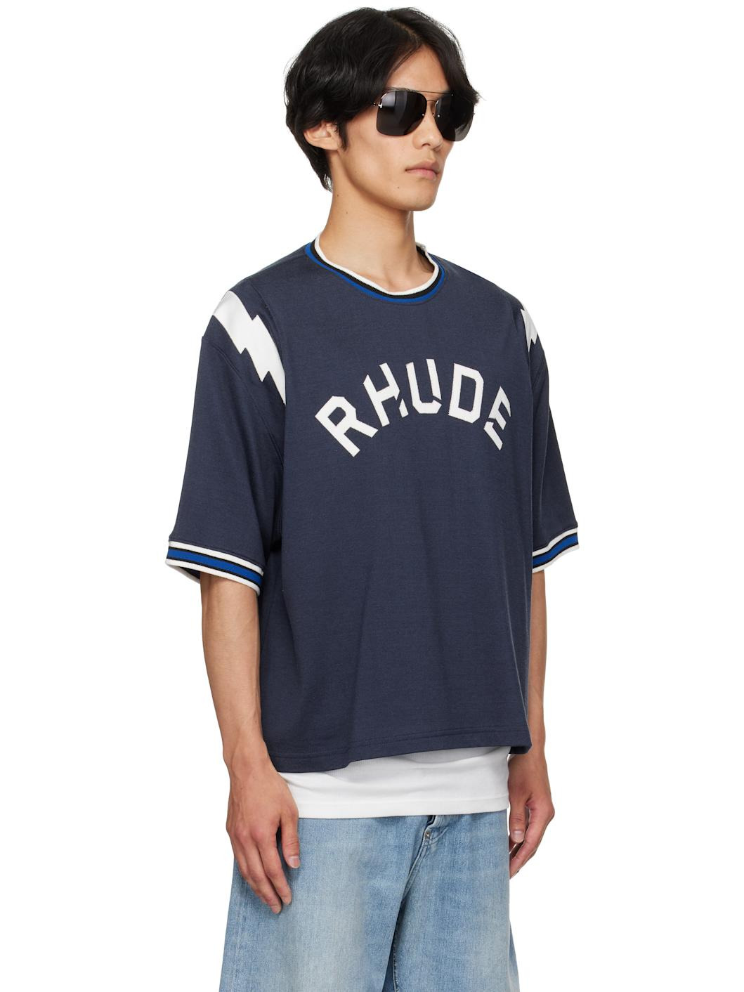 Navy Logo Lightning Ringer T-shirt - 2