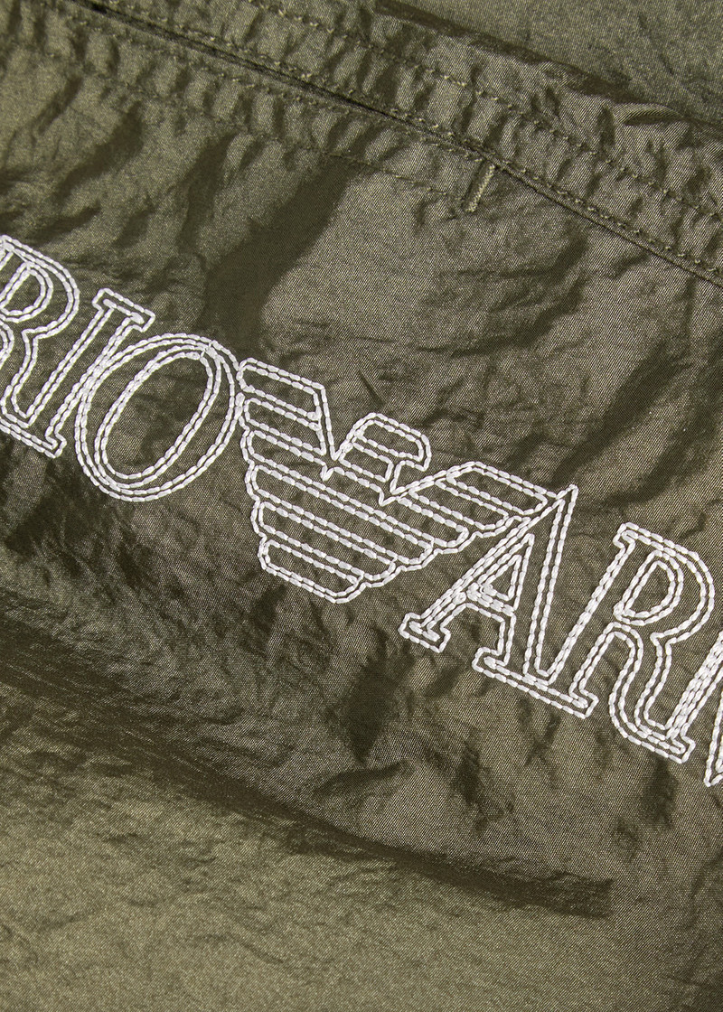 EMPORIO ARMANI Emporio Armani Logo-embroidered Crinkled Nylon Swim Shorts outlook