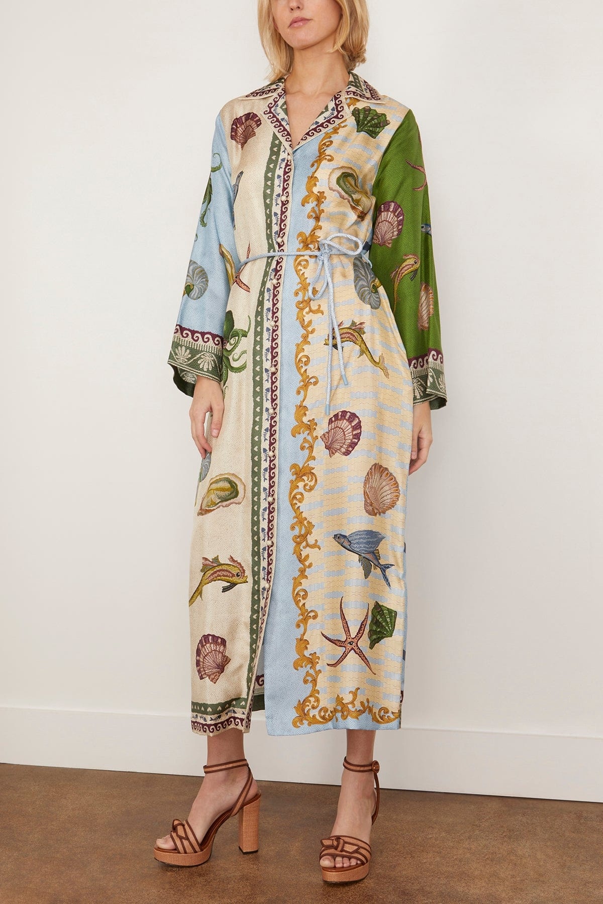 Bath House Silk Shirtdress in Multi - 3