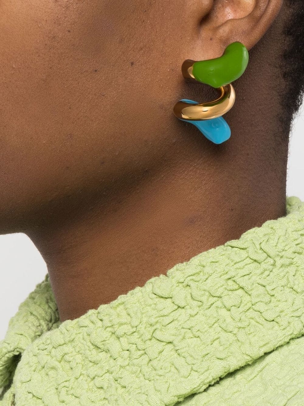 small rubberized curly earrings - 2