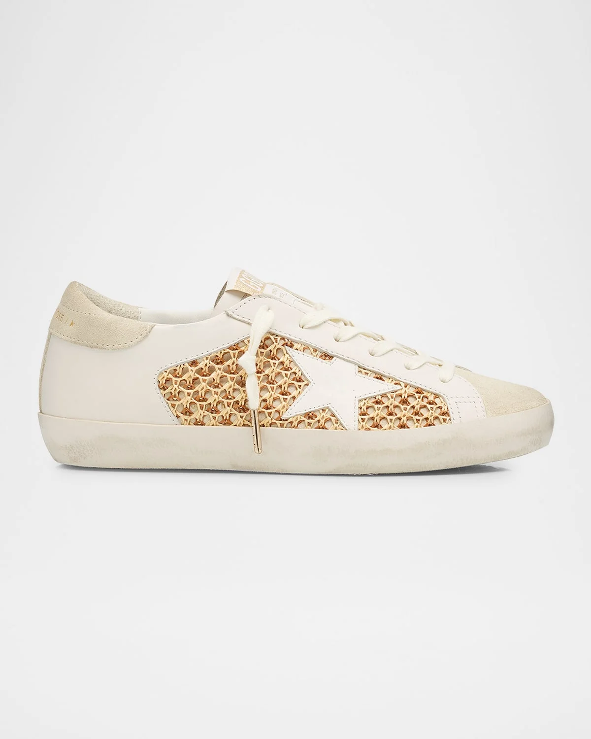 Super-Star Raffia Net Leather Low-Top Sneakers - 1