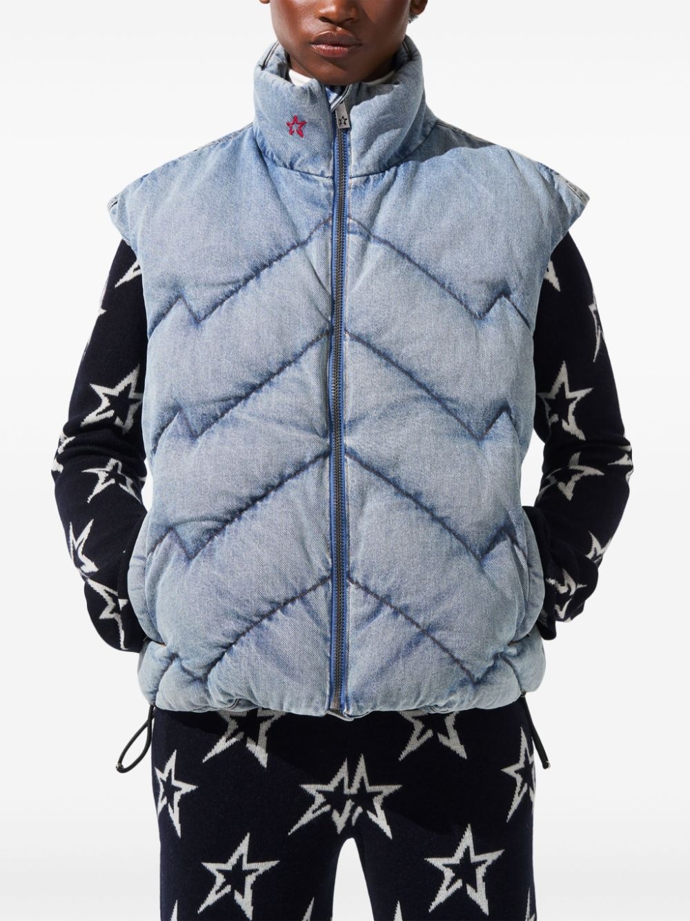 denim puffer gilet - 3