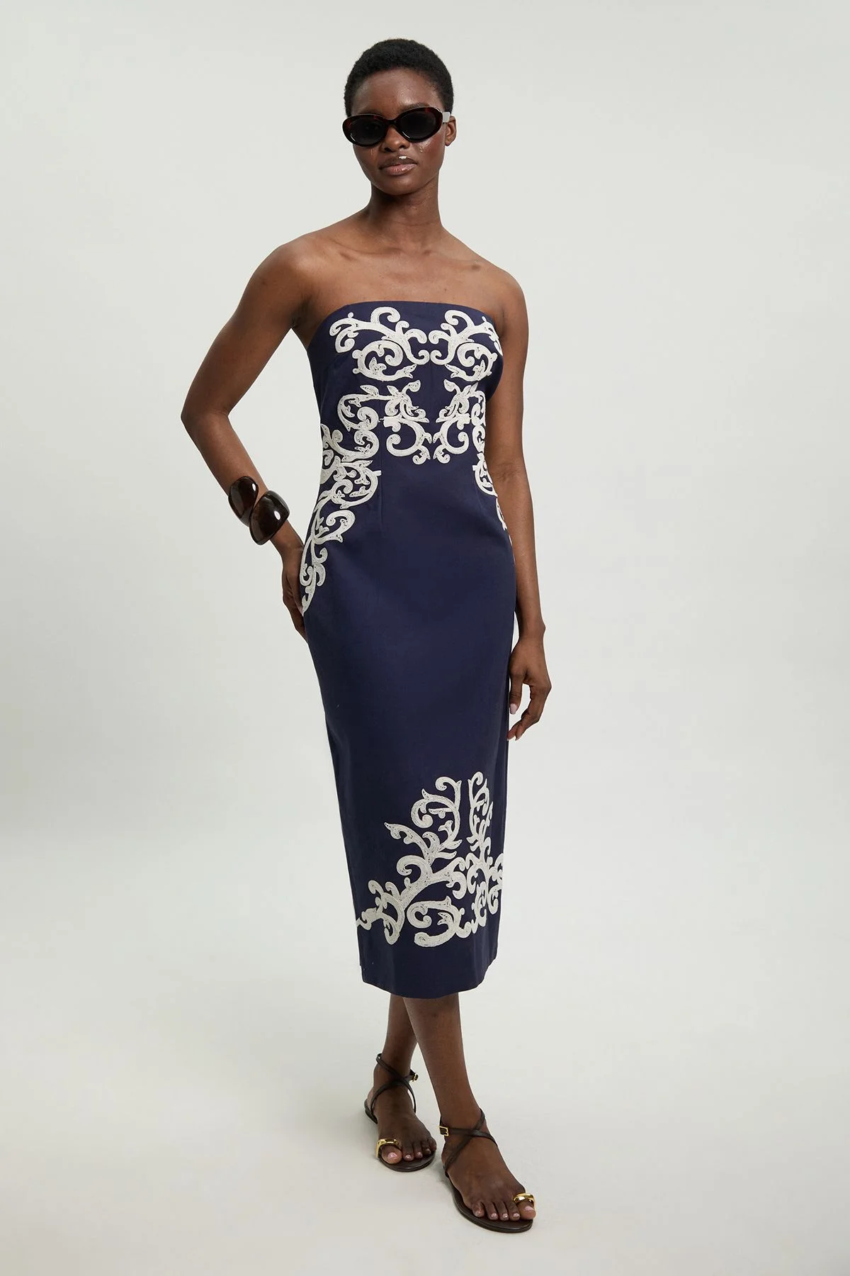 long sleeve embroidered dress Boat Neck Chiffon & Embroidered A-Line Gown with Long Sleeves