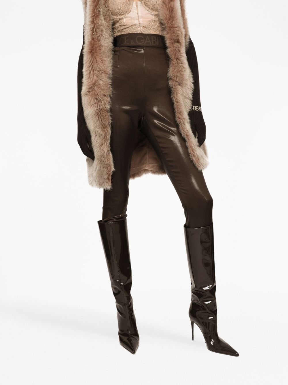 logo-waistband satin leggings - 5