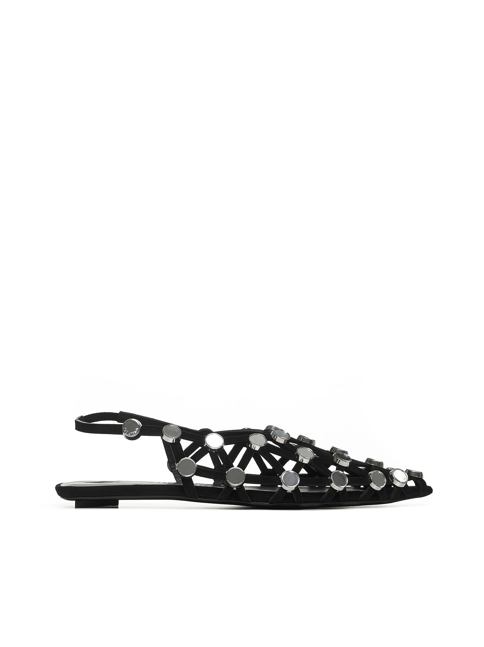 Black suede  Grid  ballet flats - 1