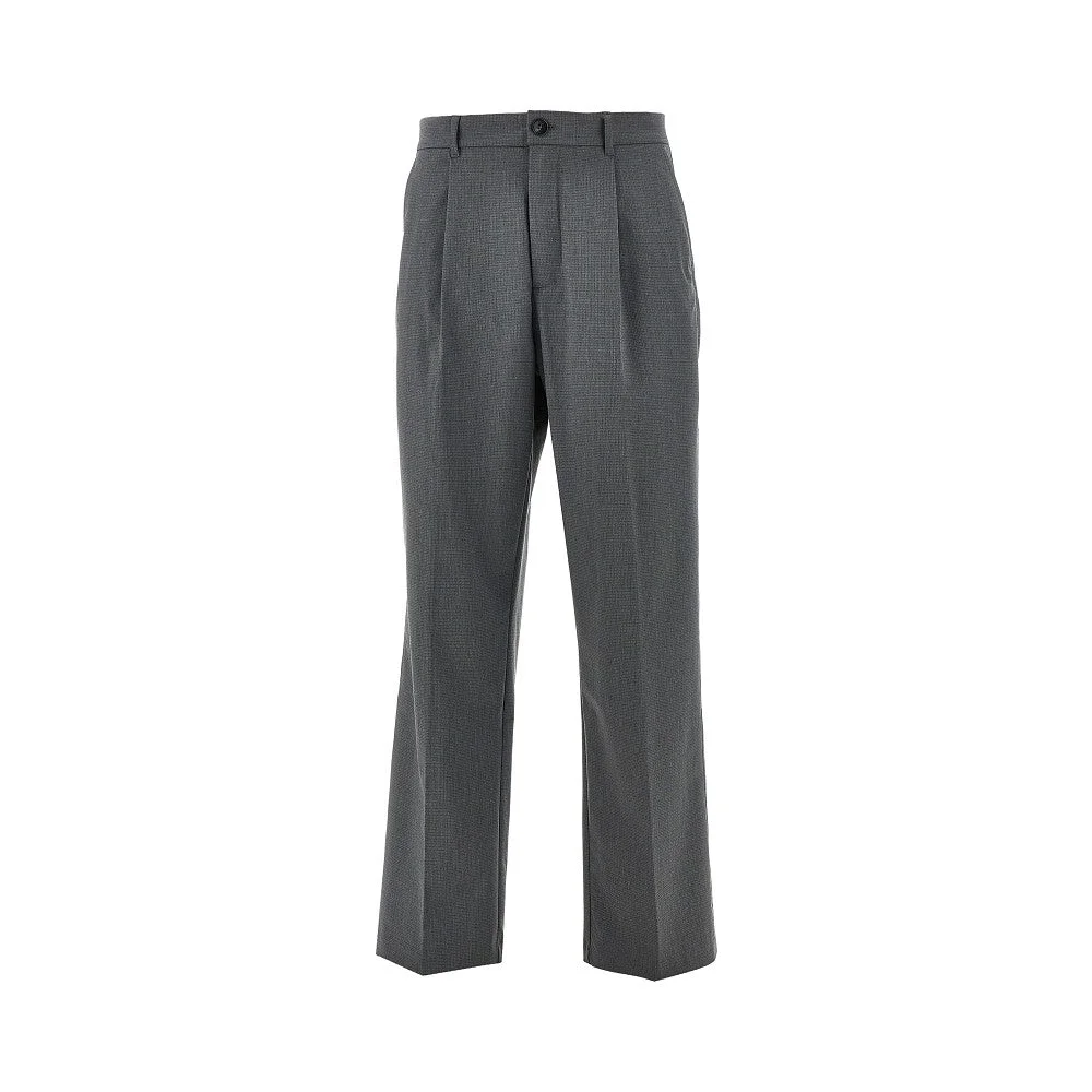Les Deux Reece Mini Check Viscose-blend Pants Grey - 1