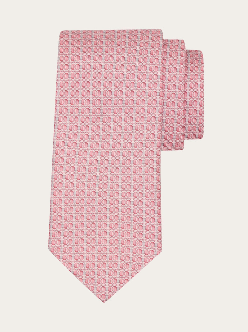 Gancini chain print silk tie 1