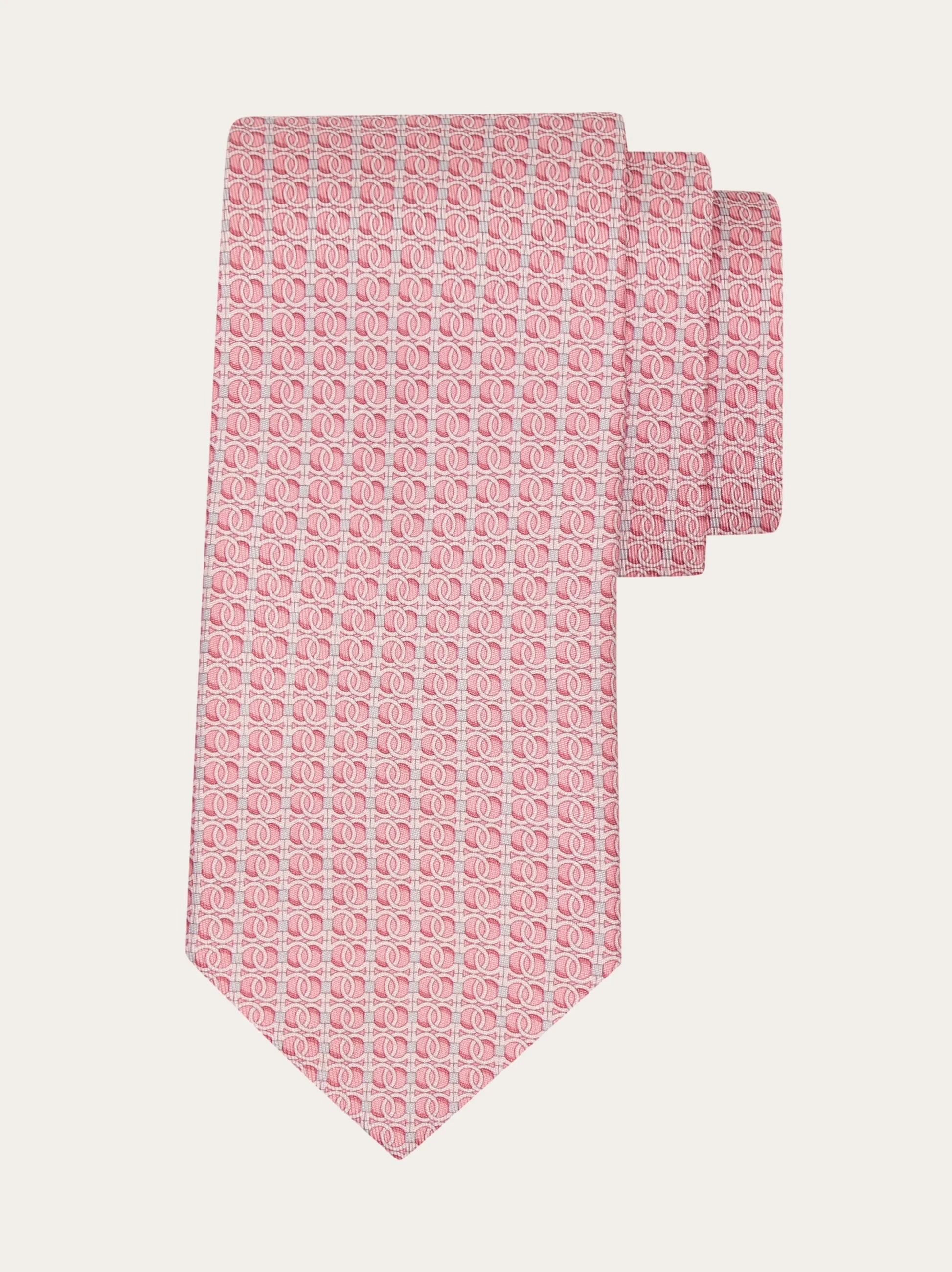 Gancini chain print silk tie - 1