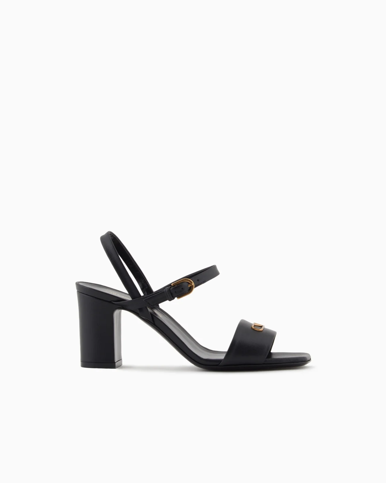 NAPPA-LEATHER HEELED SANDALS WITH EAGLE PLATE - 1