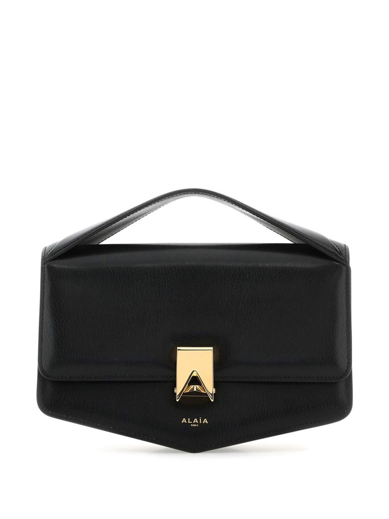 logo-plaque leather shoulder bag 1
