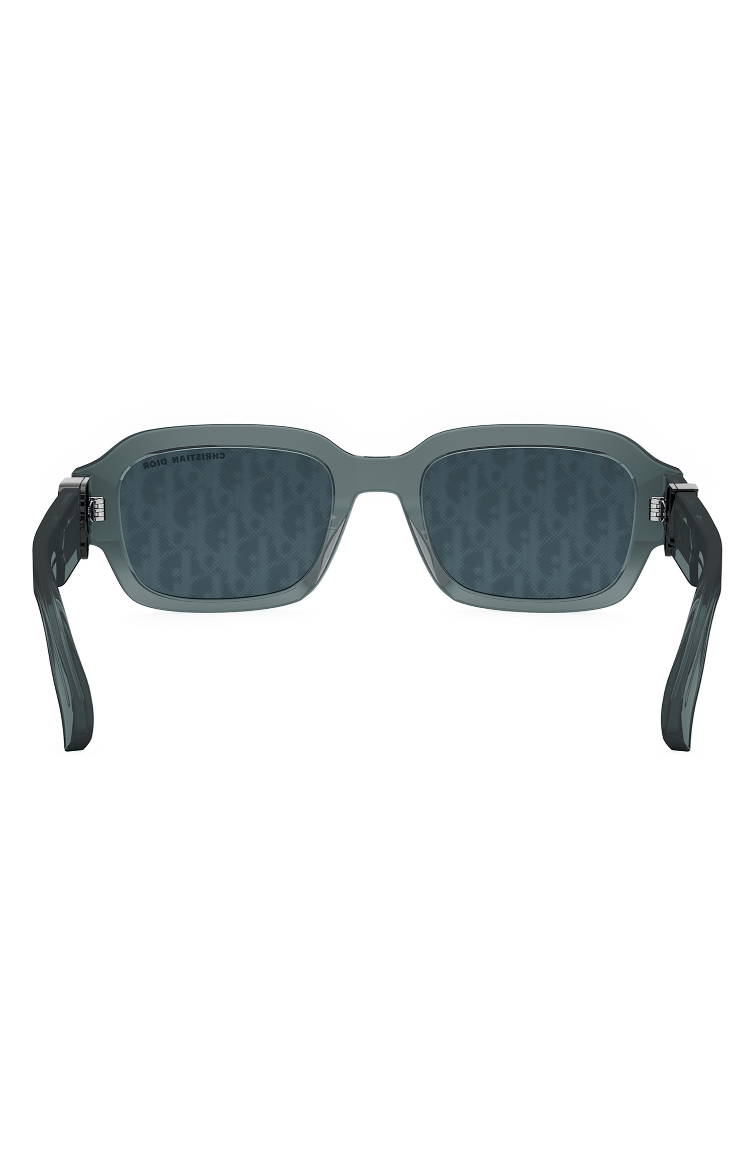 'Dior Oblique S2I 52mm Rectangular Sunglasses in Shiny Blue /Blu Mirror at Nordstrom - 6