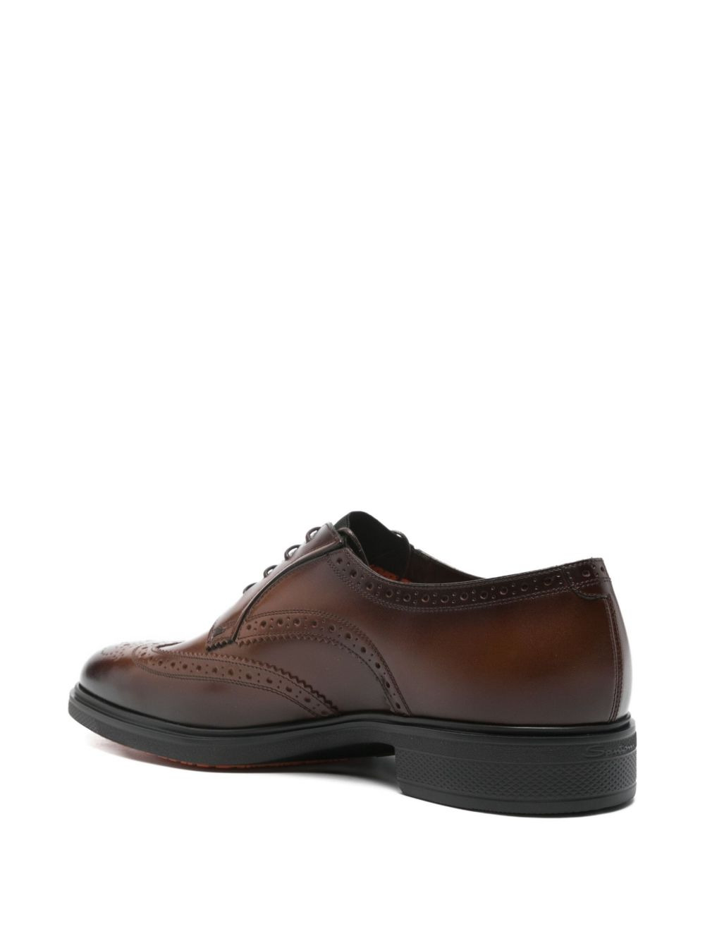 brogue-detail leather derby shoes - 3