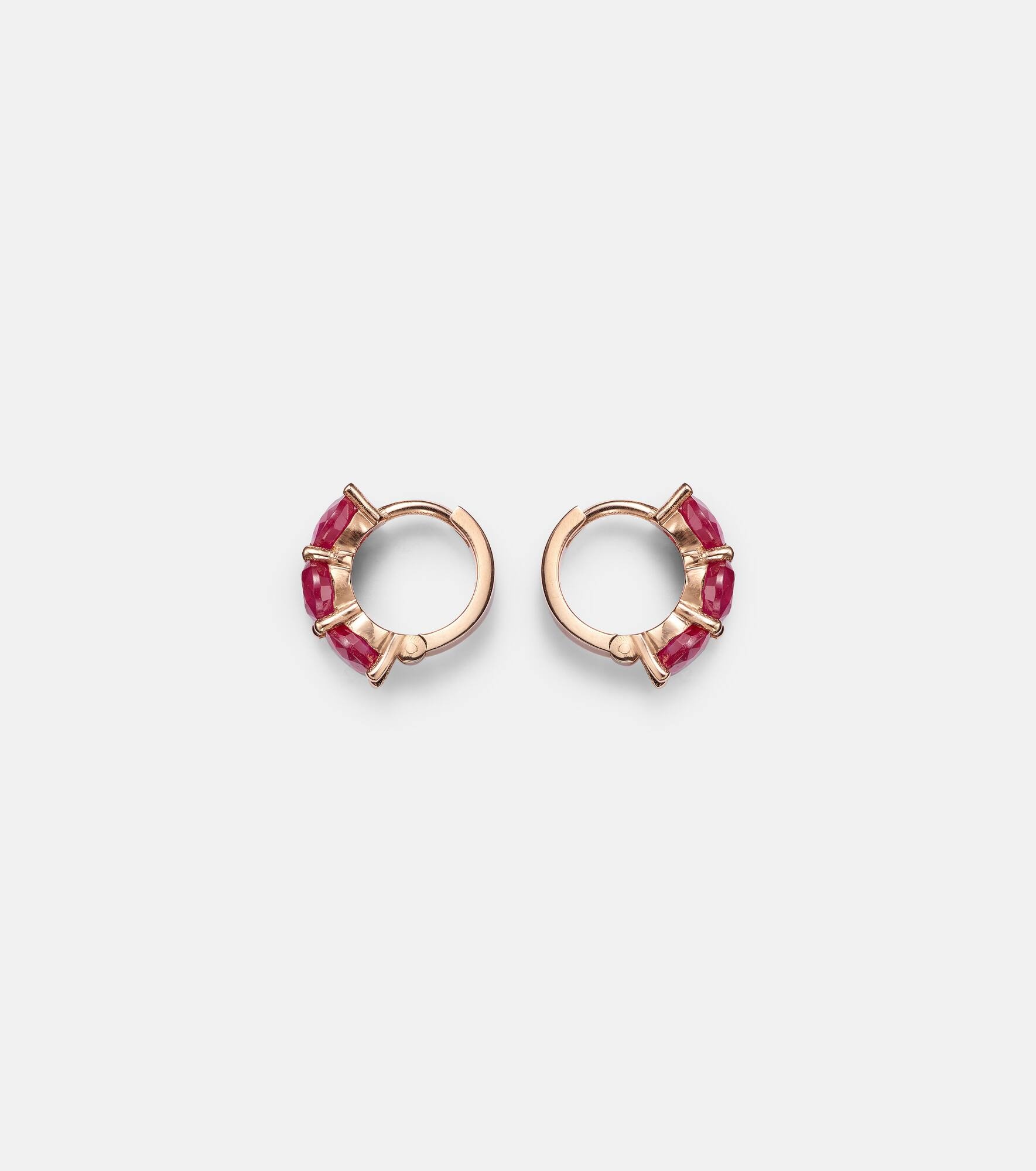 18kt rose gold hoop earrings with rubies - 4