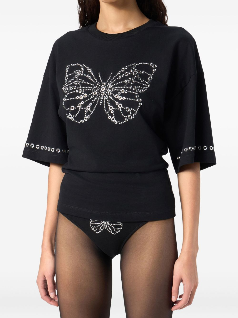 butterfly-embellished T-shirt - 3